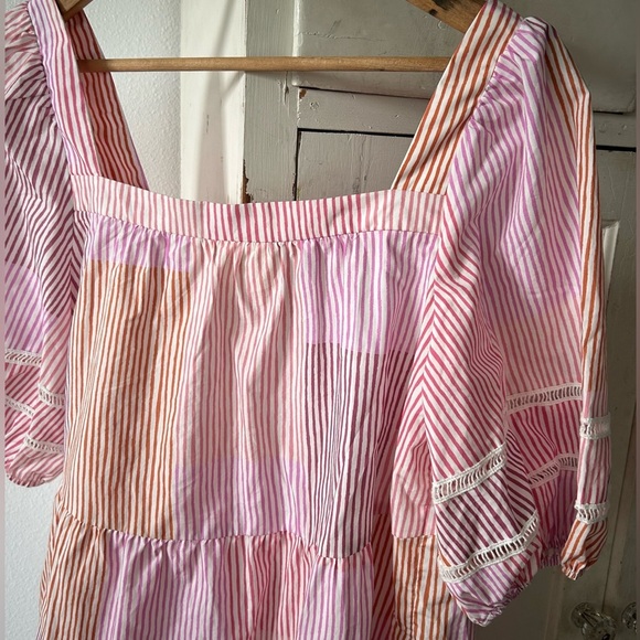 Maeve by Anthropologie | Women’s pink/orange/yellow striped button front top, S - Picture 8 of 16